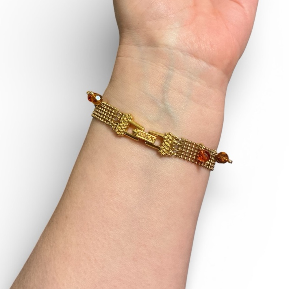 Swarovski Autumn Hued Faceted Crystal Fringe Bracelet - Picture 2 of 4
